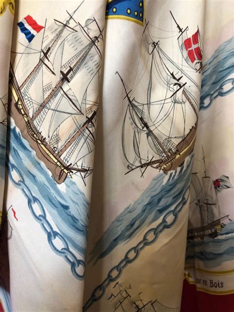 Hermes La Marine En Bois Silk Scarf by Hugo Grygkar 1957